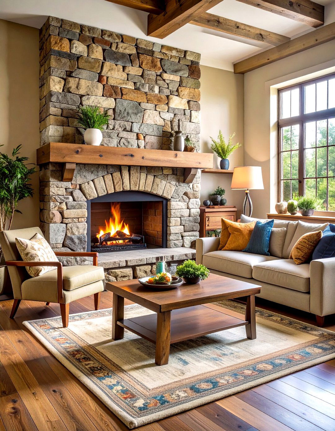 Distressed Stone Texture Fireplace - 24 Mid-century Modern Fireplace Ideas