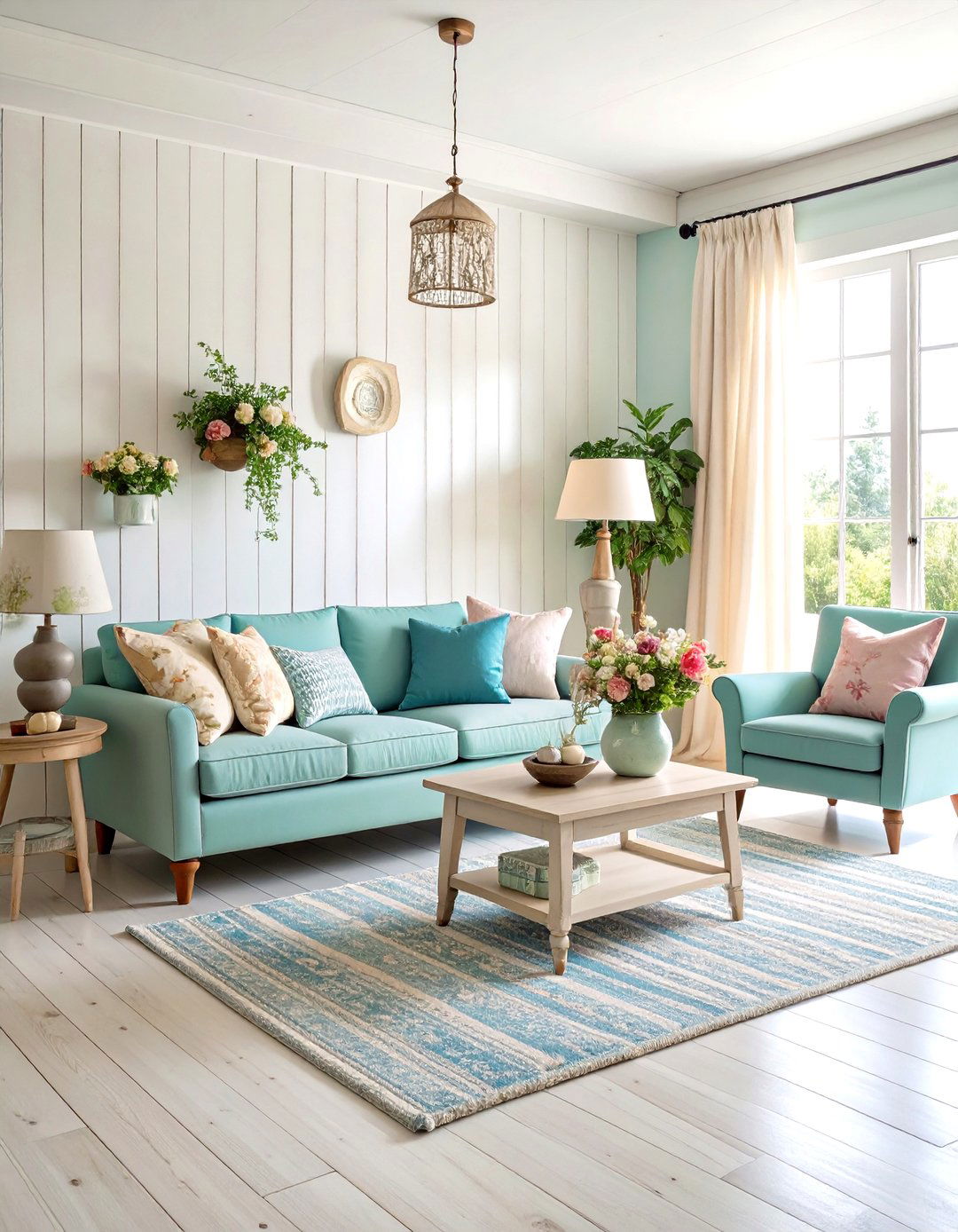 Distressed White Shiplap Finish - 24 Shiplap Living Room Ideas