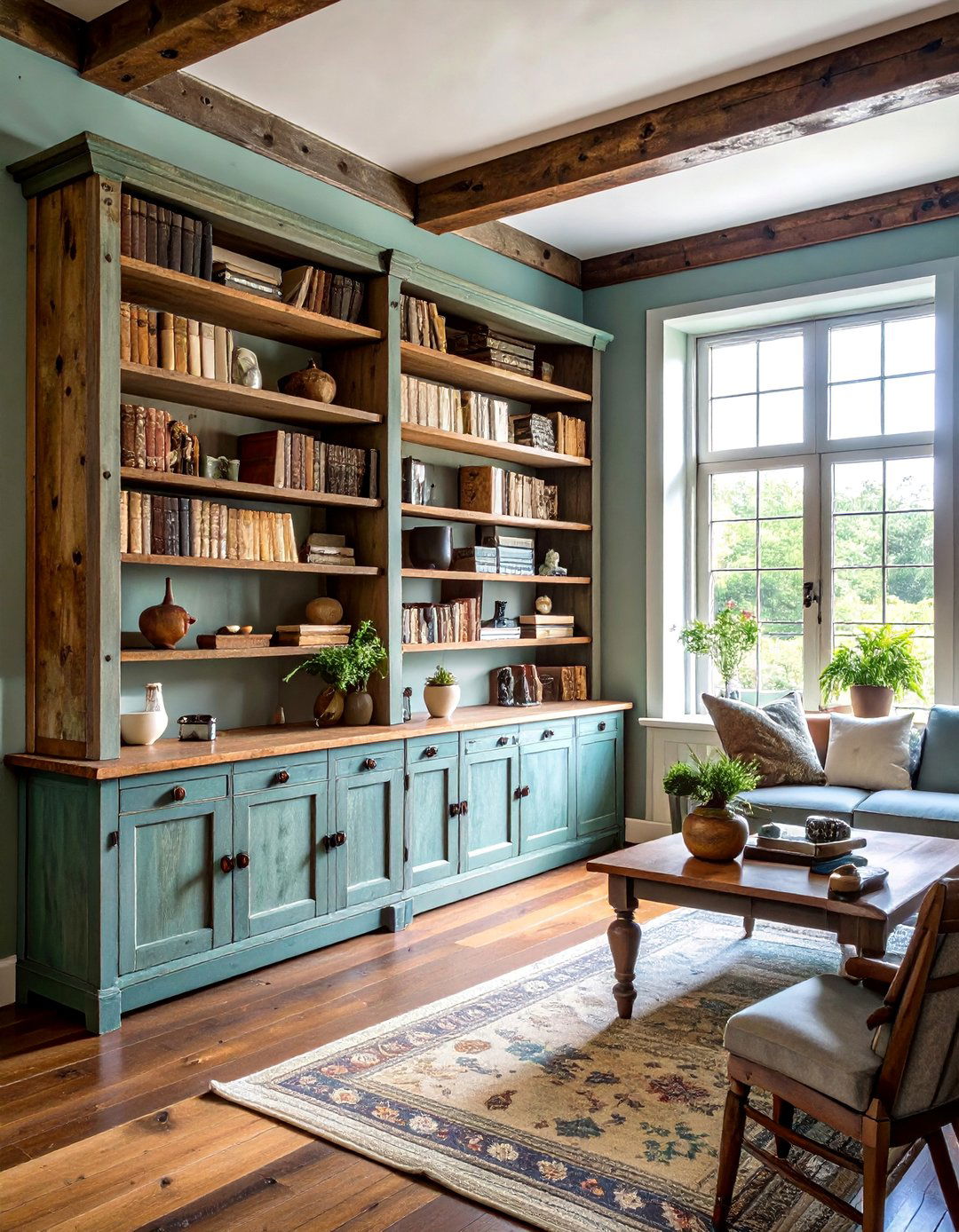 Distressed Wood Floating Shelves with Vintage Hardware - 24 Fireplace Floating Shelves Design Ideas