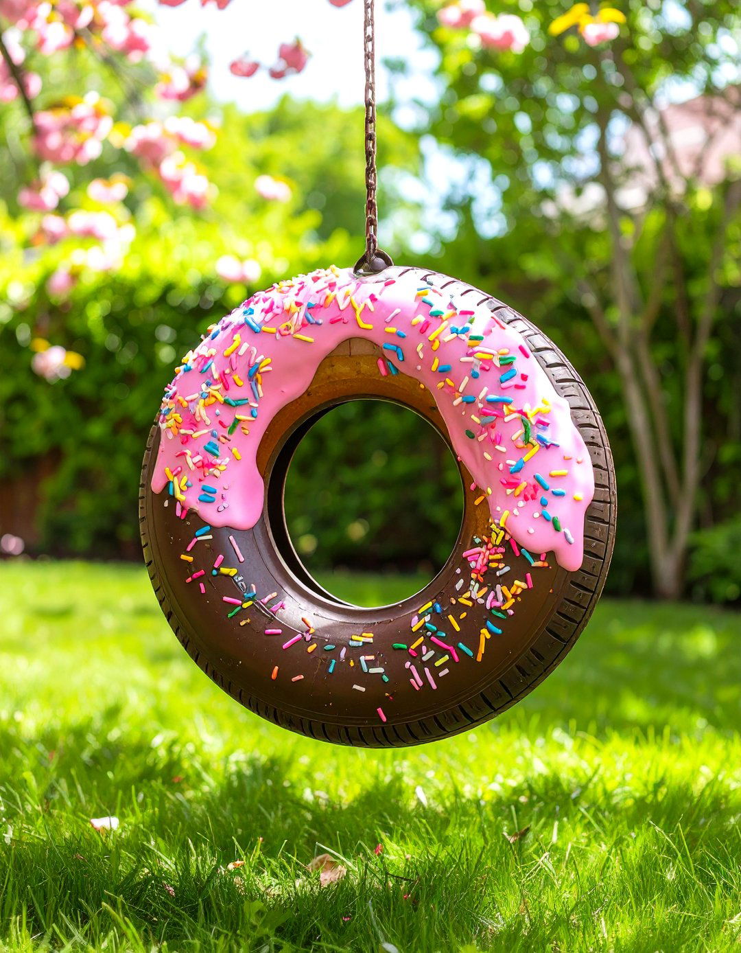 Donut Themed Tire Swing Design - 24 Tire Swing Ideas