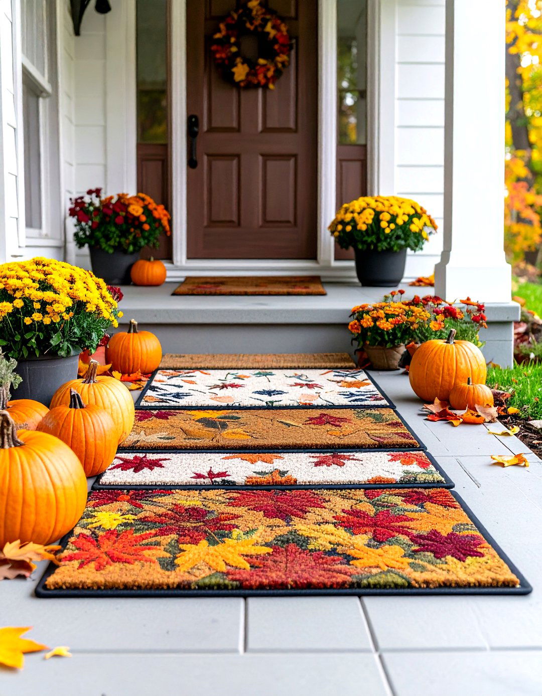 Doormat Layering Technique - 24 Fall Porch Decor Ideas