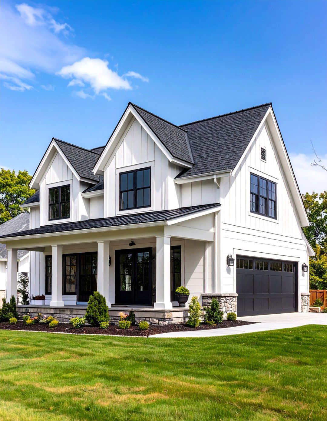 Dormer Window Integration - 24 White Farmhouse With Black Windows Ideas