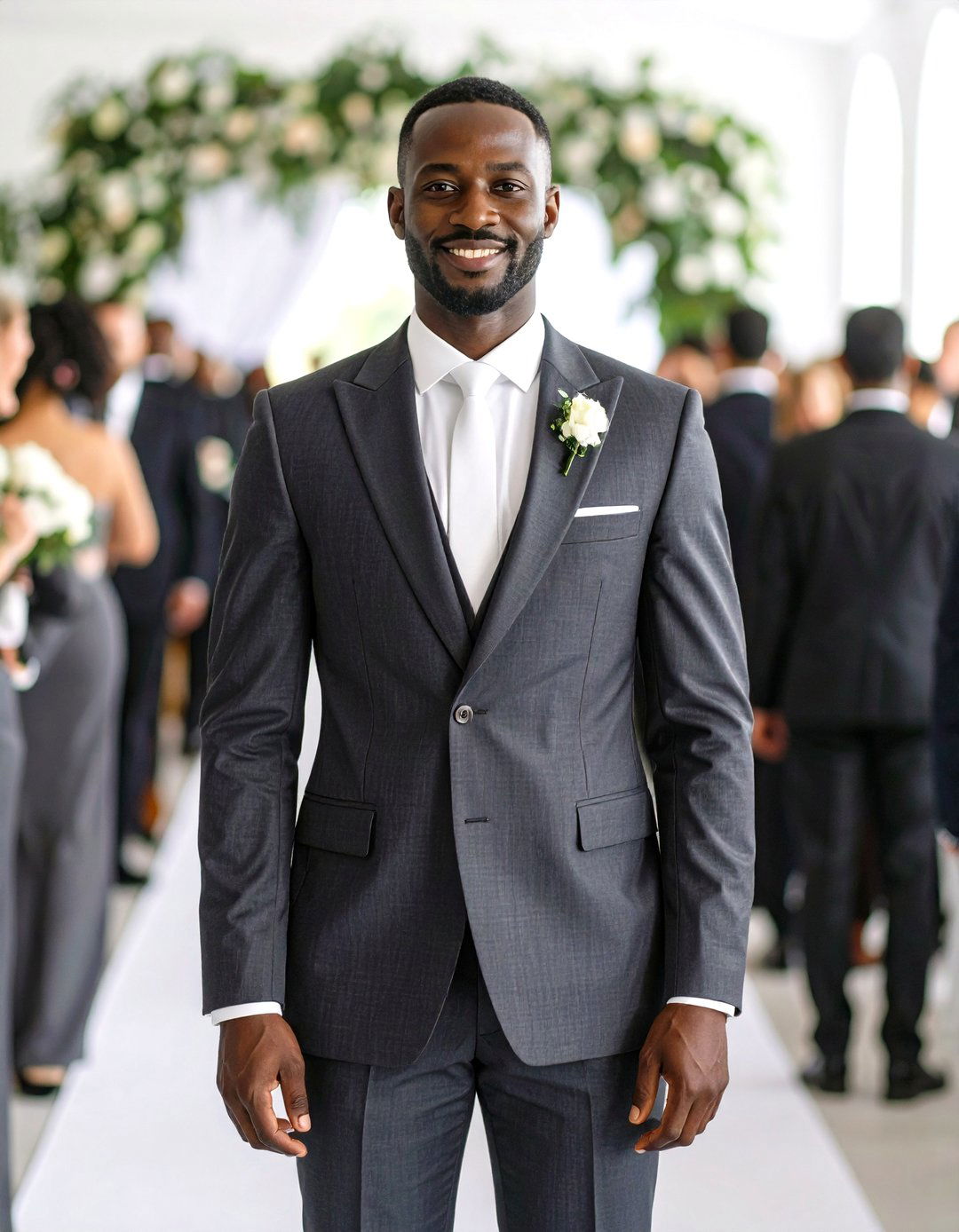 Double Breasted Charcoal Suit - 24 Men's Wedding Outfit Ideas
