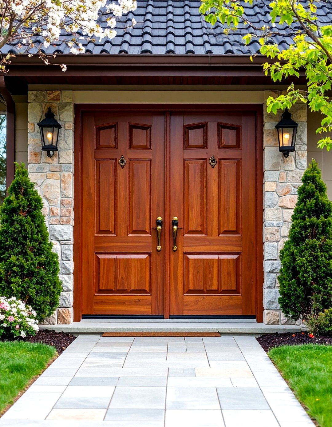 Double Brown Front Door Configurations - 24 Brown Front Door Ideas