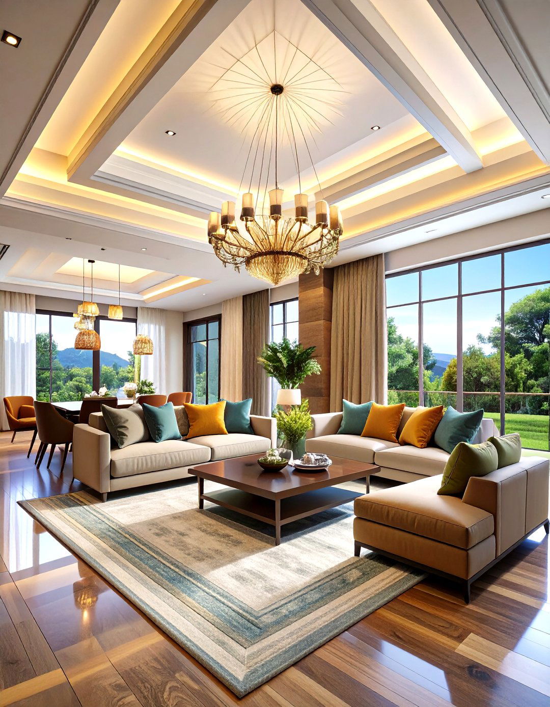 Double Height Living Room Tray Ceiling - 24 tray ceiling ideas