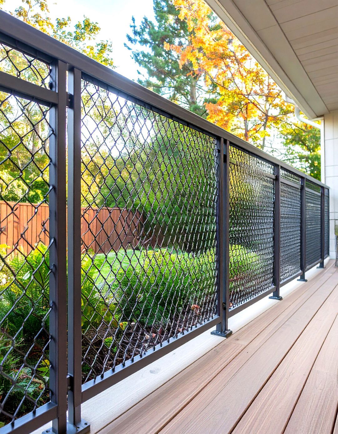 Double Height Privacy Wire Mesh - 24 Hog Wire Deck Railing Ideas