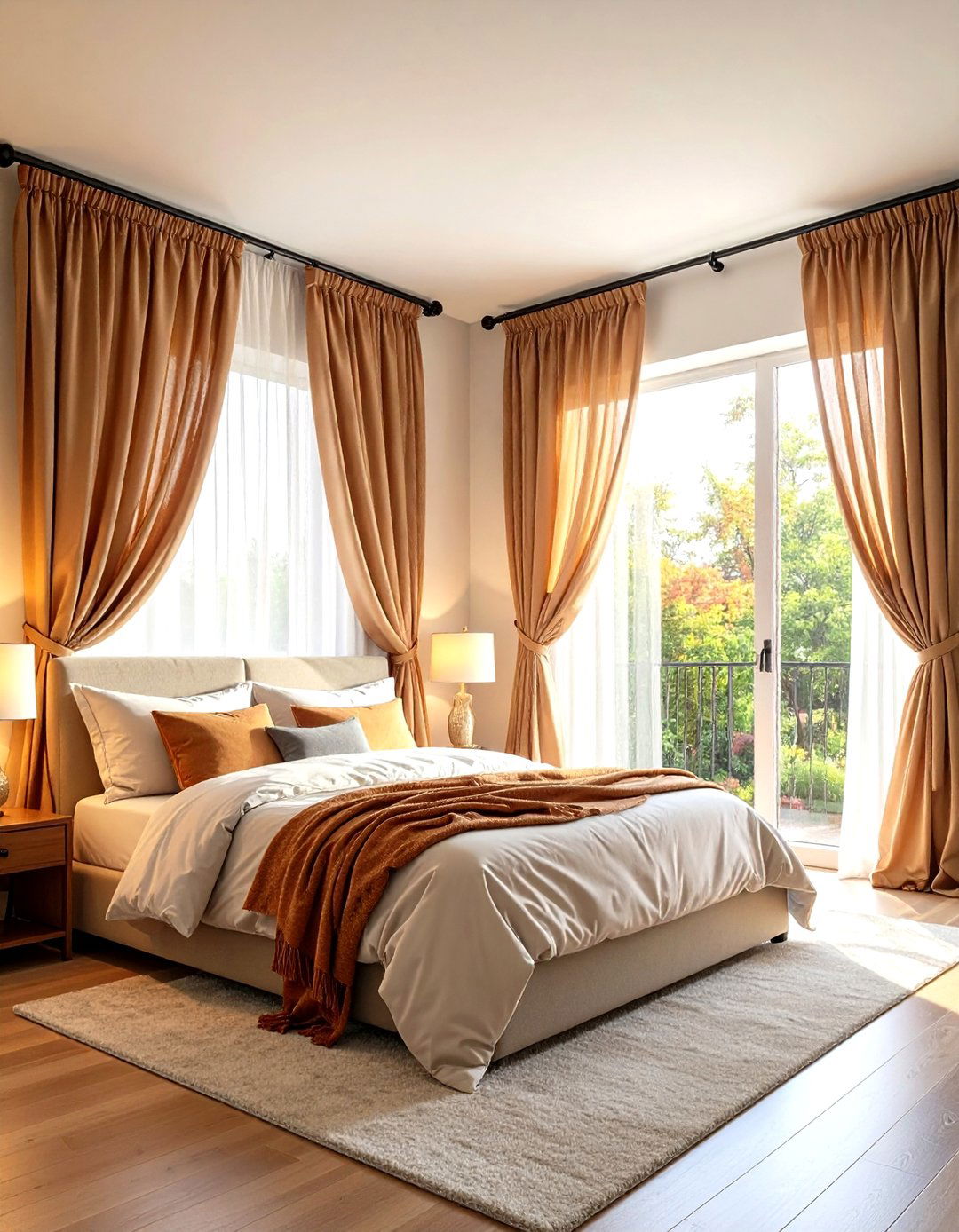 Double Rod Layering System Design - 24 Bedroom Curtain Ideas