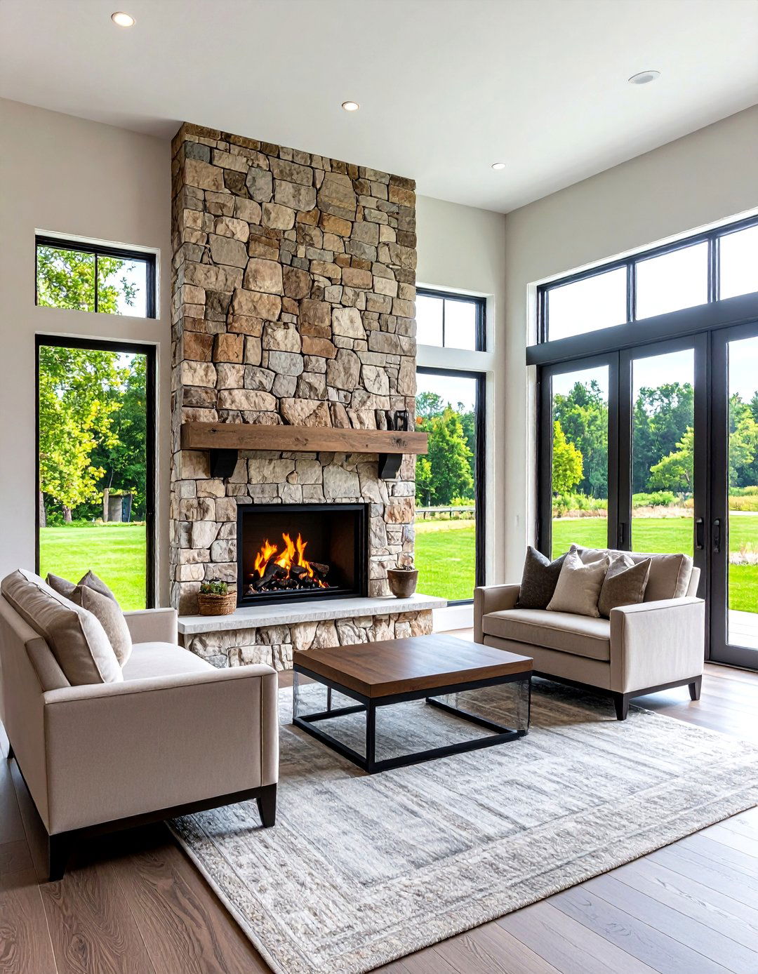 Double Sided Modern Farmhouse Design - 24 Farmhouse Fireplace Ideas