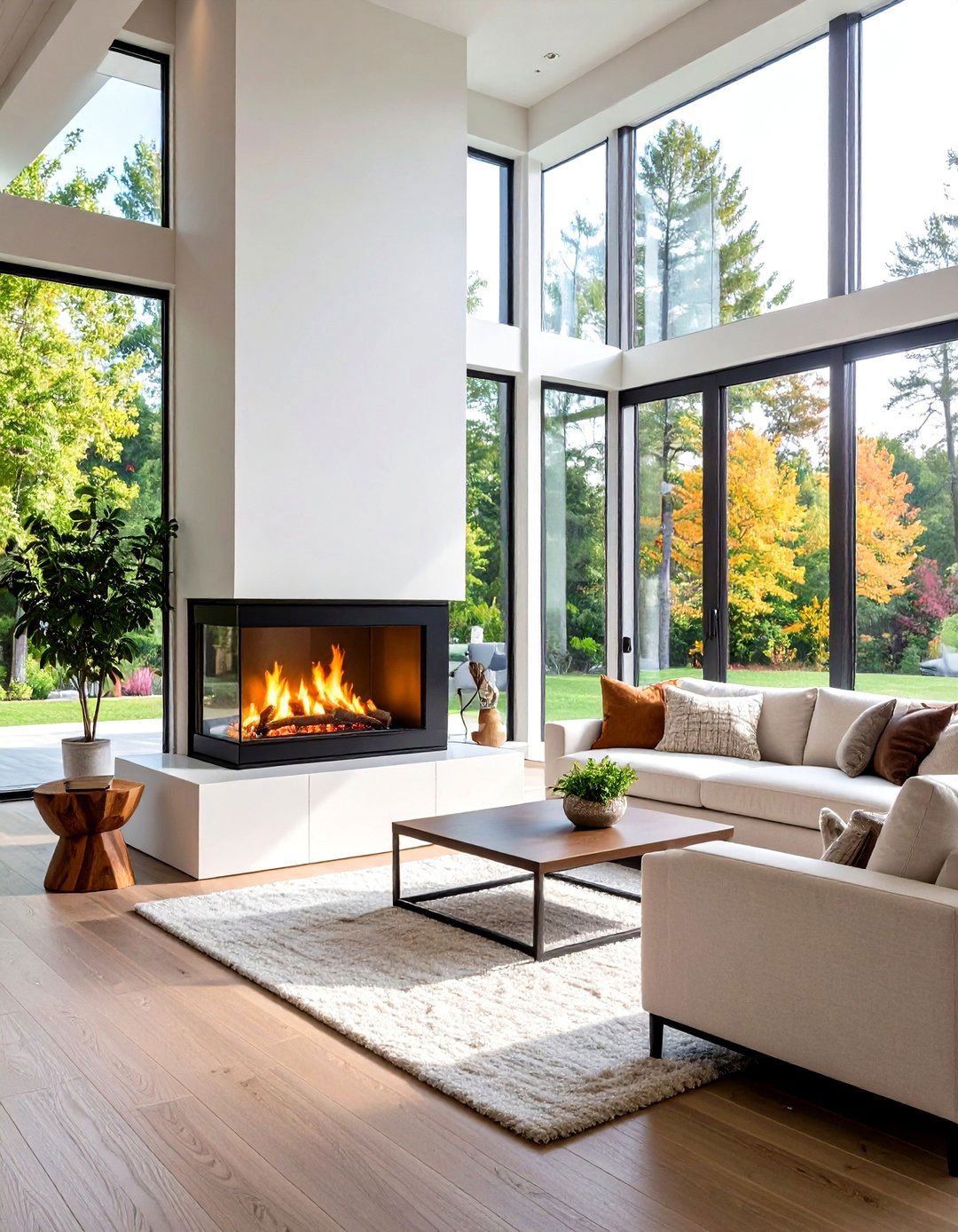 Double Sided Peninsula Fireplaces - 24 Scandinavian Fireplace Ideas