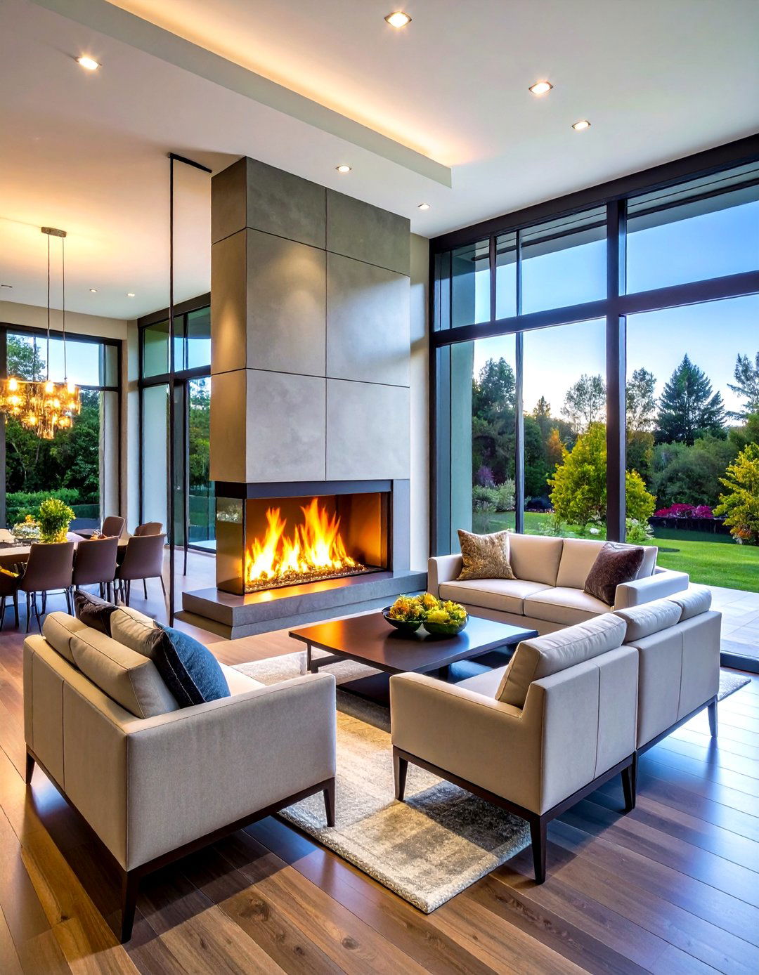Double Sided See Through Fireplace - 24 Mid-century Modern Fireplace Ideas