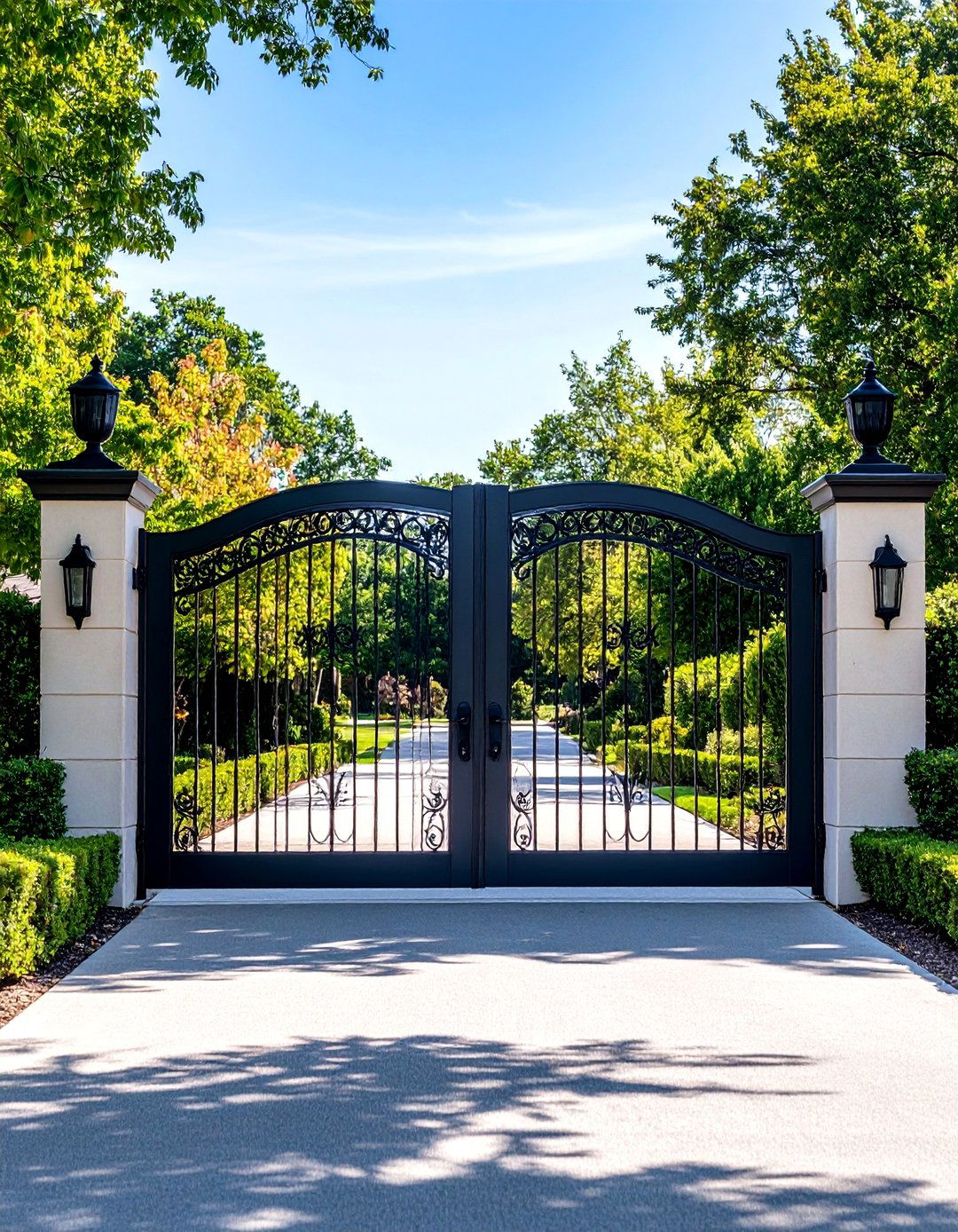 Double Swing Driveway Fence Gate - 24 Fence Gate Ideas