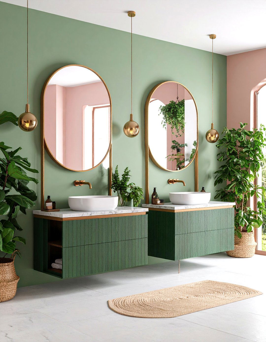 Double Vanity Bathroom with Symmetric Design - 24 Modern Bathroom Decor Ideas