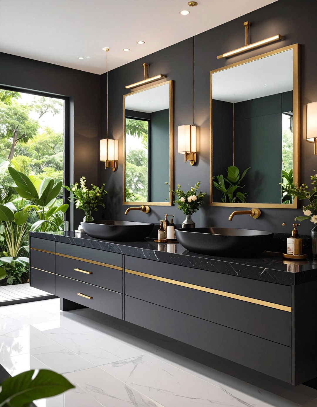 Double Vanity Luxury Setup - 24 Black and Gold Bathroom Ideas