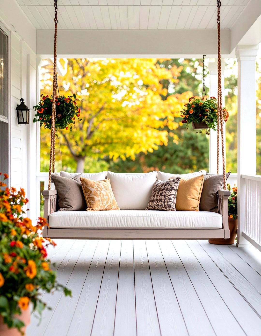 Double Wide Porch Swing for Family Gatherings - 24 Front Porch Swing Ideas