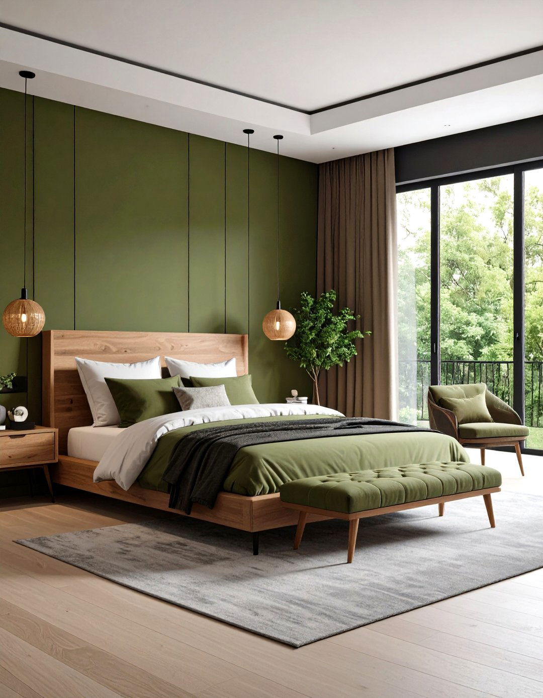 Dramatic Black and Olive Green Contrast