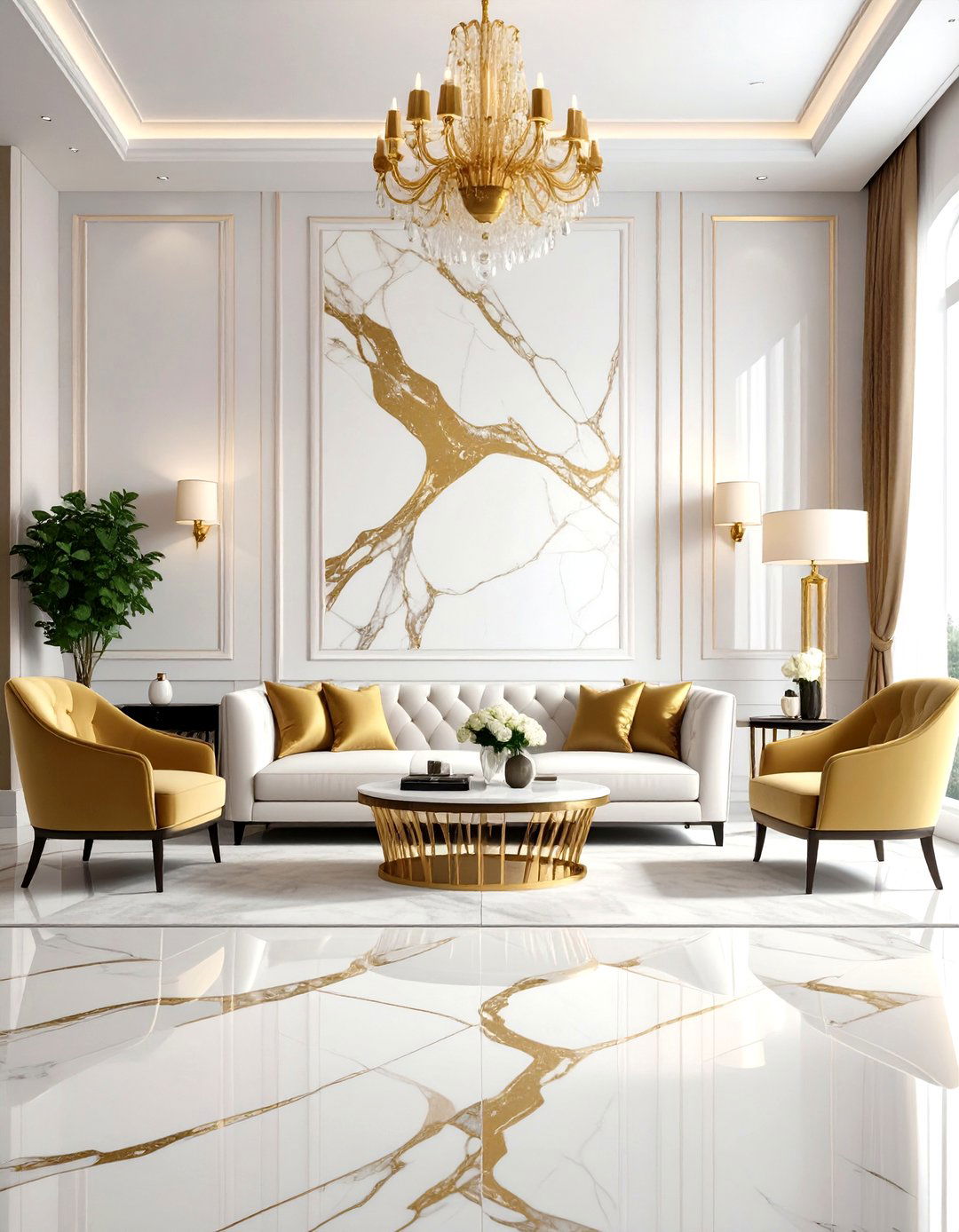 Dramatic Calacatta Gold Statement Wall - 24 Marble Fireplace Ideas