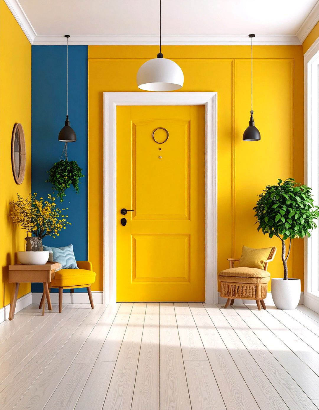 Dramatic Color Blocking - 24 Modern Entryway Ideas