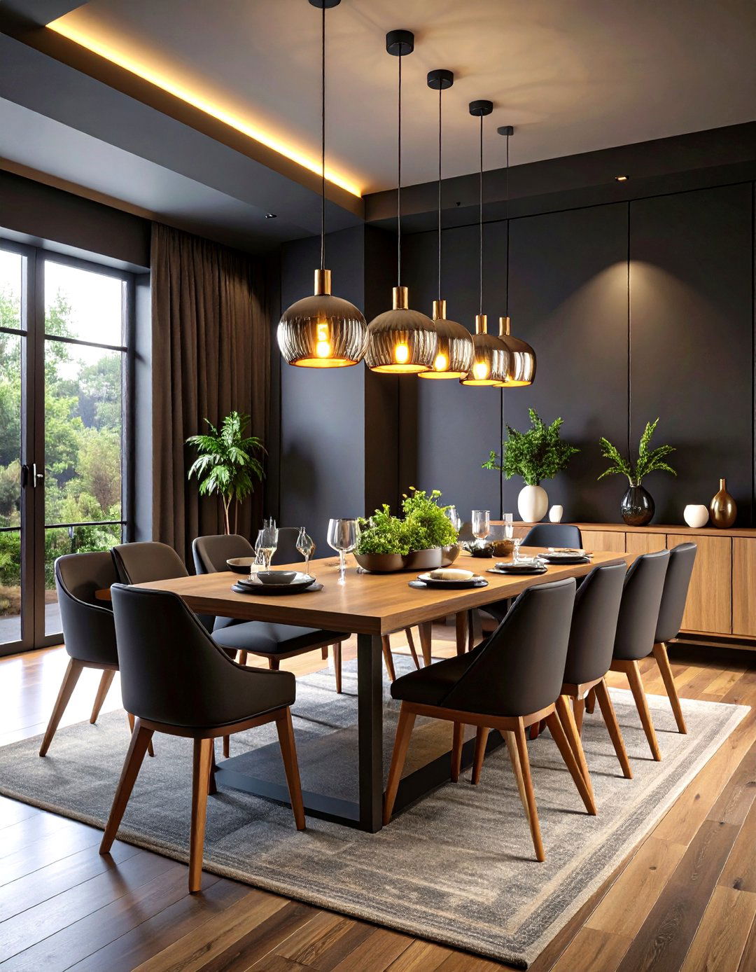 Dramatic Dark Modern Dining - 24 Modern Dining Room Ideas