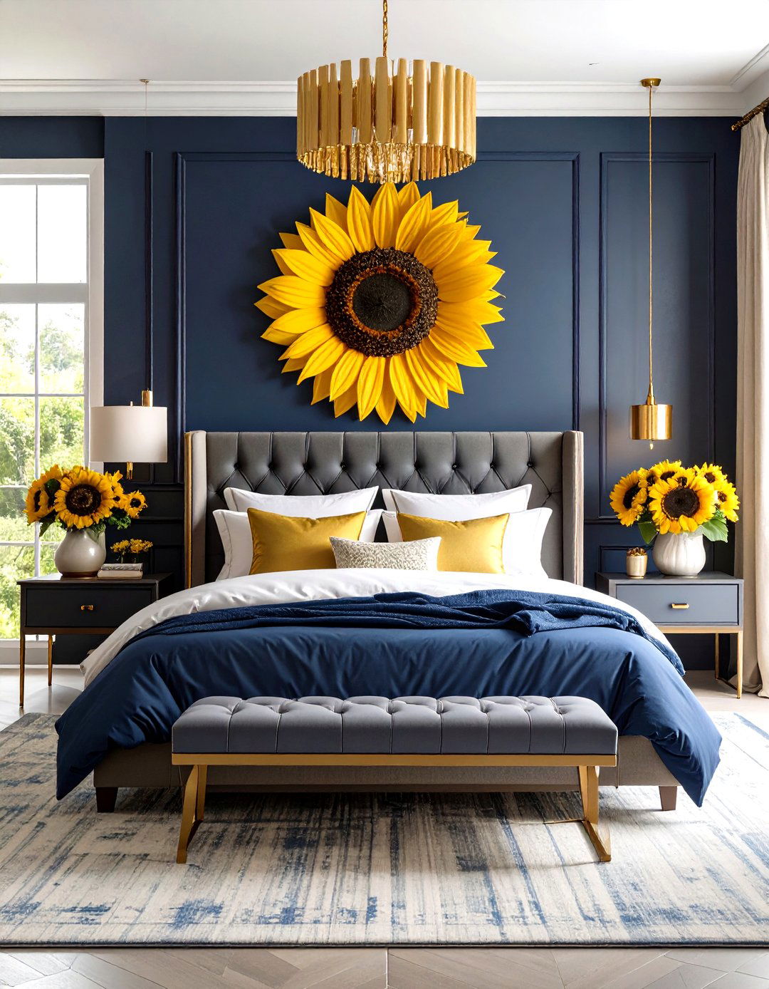 Dramatic Dark Sunflower Bedroom Design - 24 Sunflower Bedroom Ideas