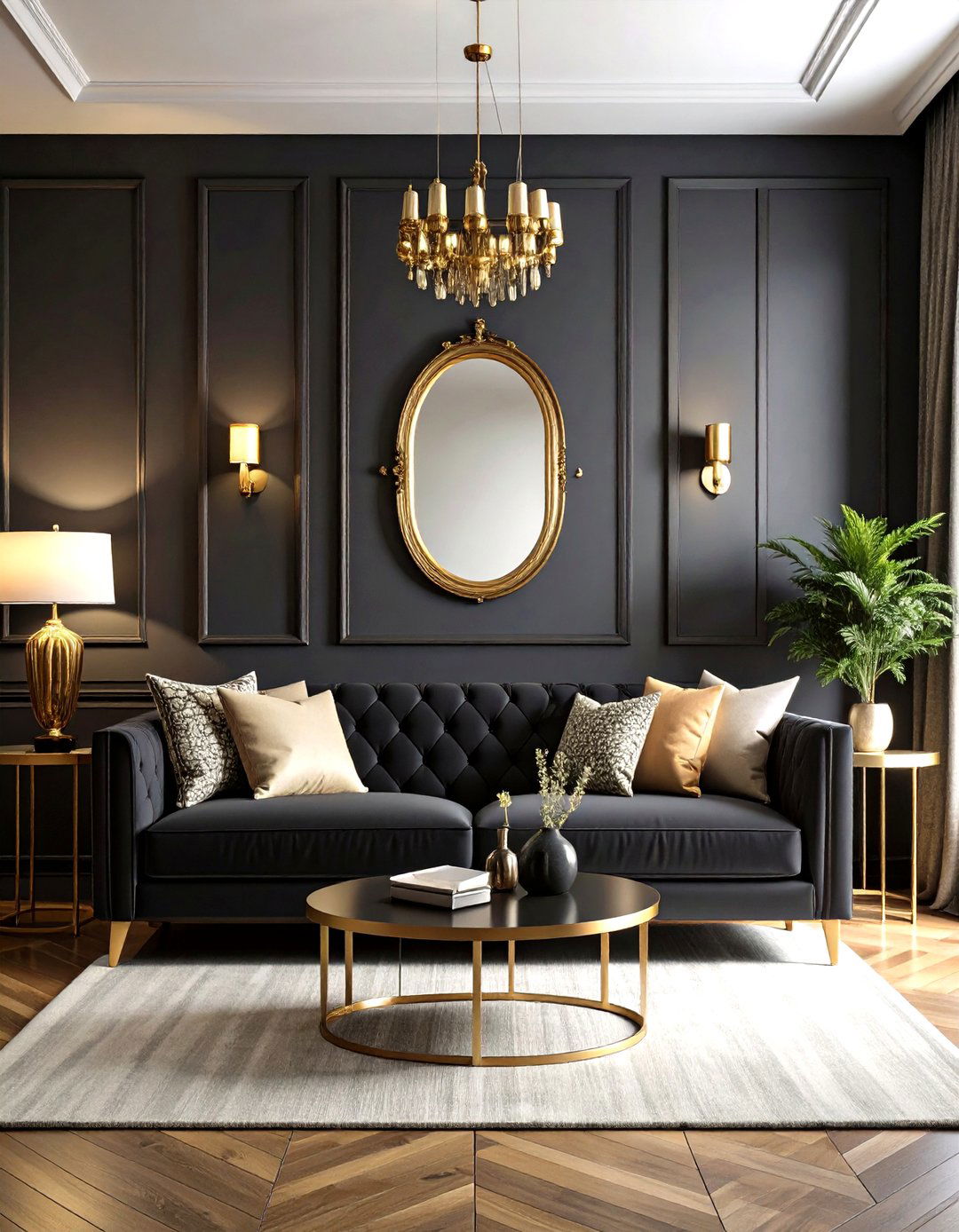 Dramatic Dark Walls - 24 Living Room Ideas With Black Couches