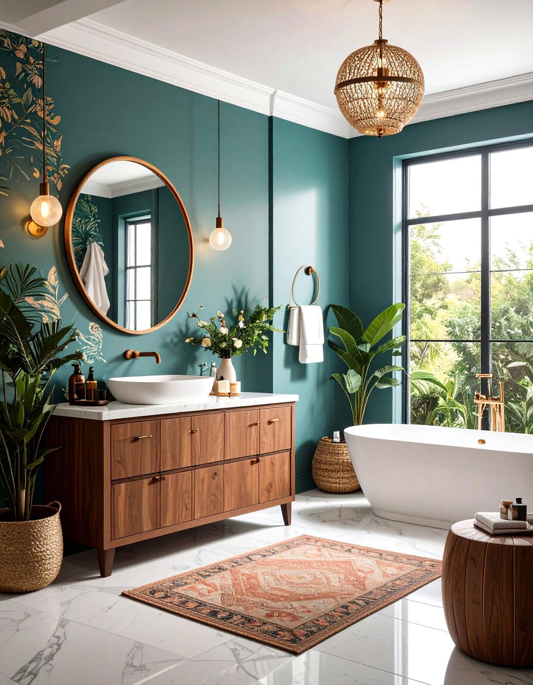 Dramatic Eclectic Powder Room - 24 Eclectic Interior Design Ideas