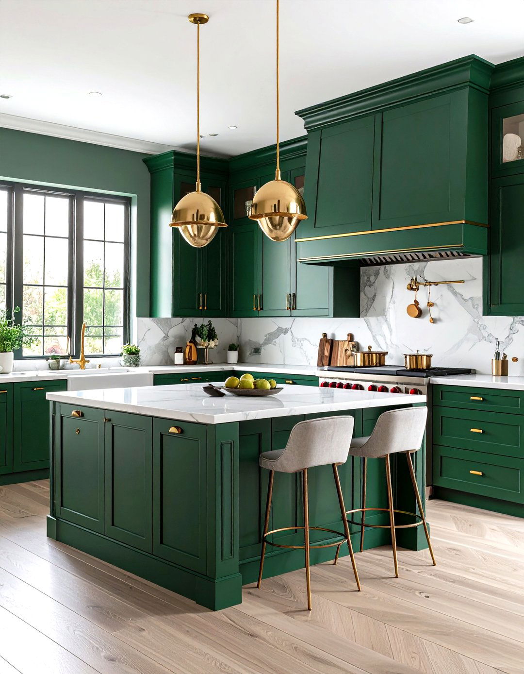 Dramatic Emerald Green Color Drenching - 24 Emerald Green Kitchen Ideas