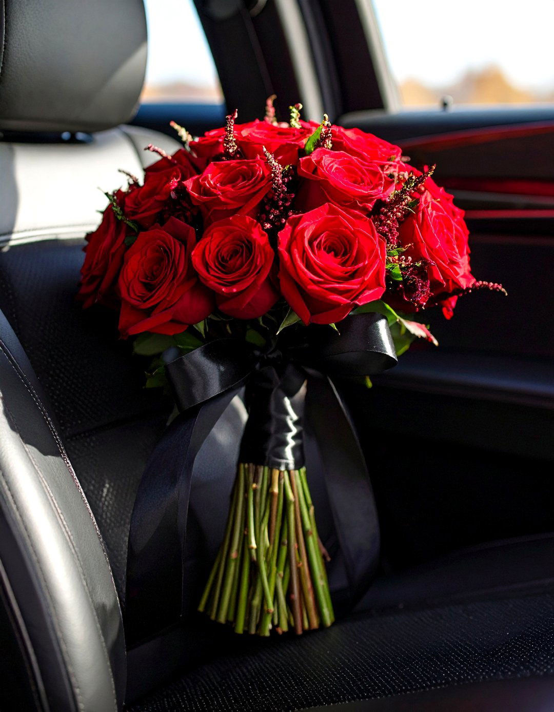 Dramatic Red Rose Bouquets - 24 Red and Black Wedding Ideas