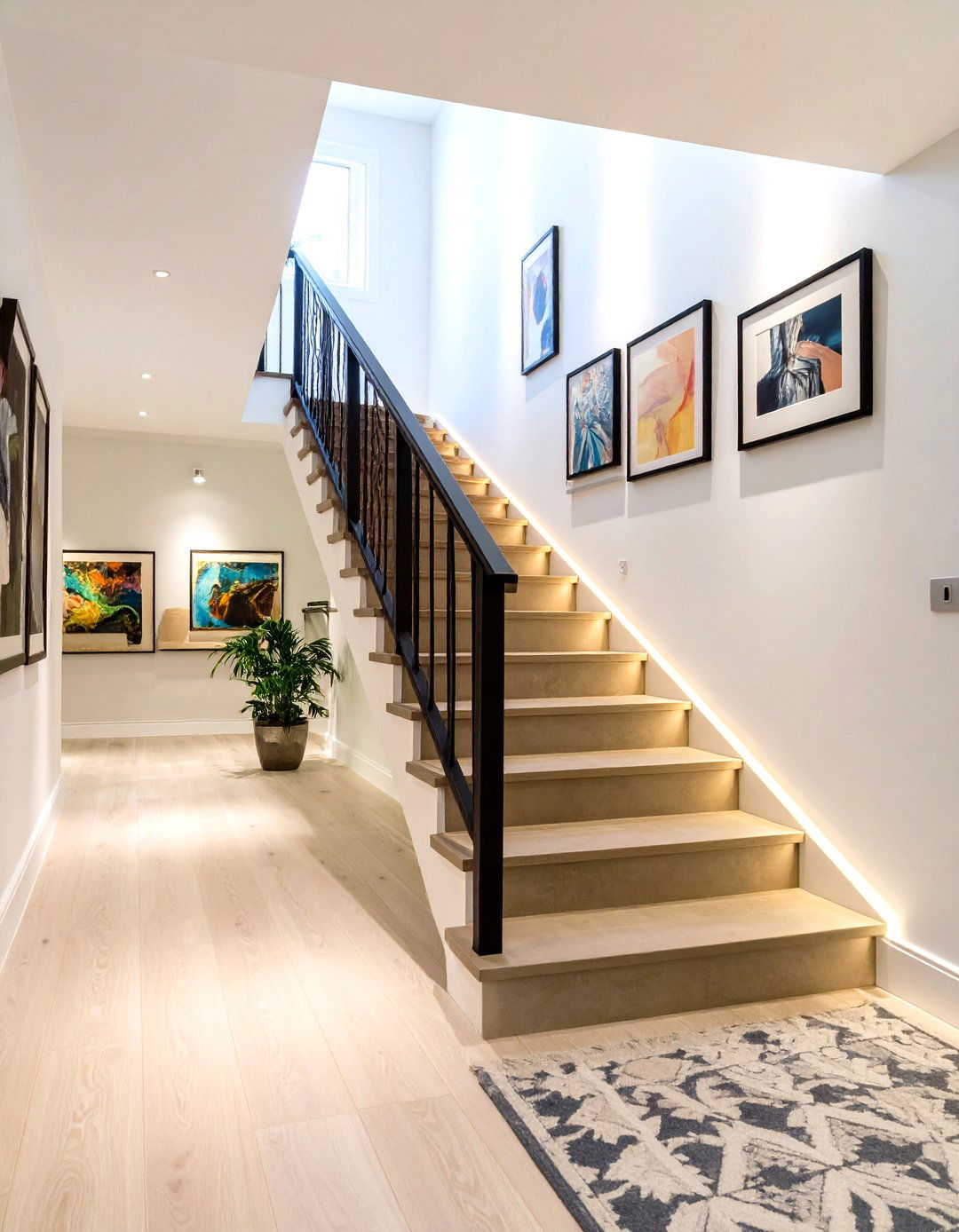 Dramatic Staircase Gallery Wall Design - 24 Townhouse Interior Design Ideas