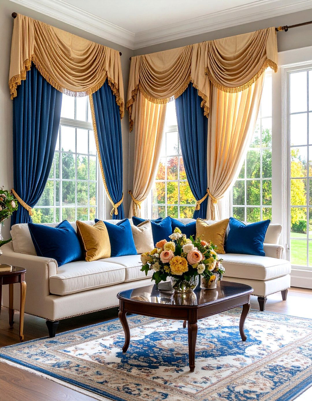 Dramatic Swag and Valance Combinations - 24 Living Room Curtain Ideas