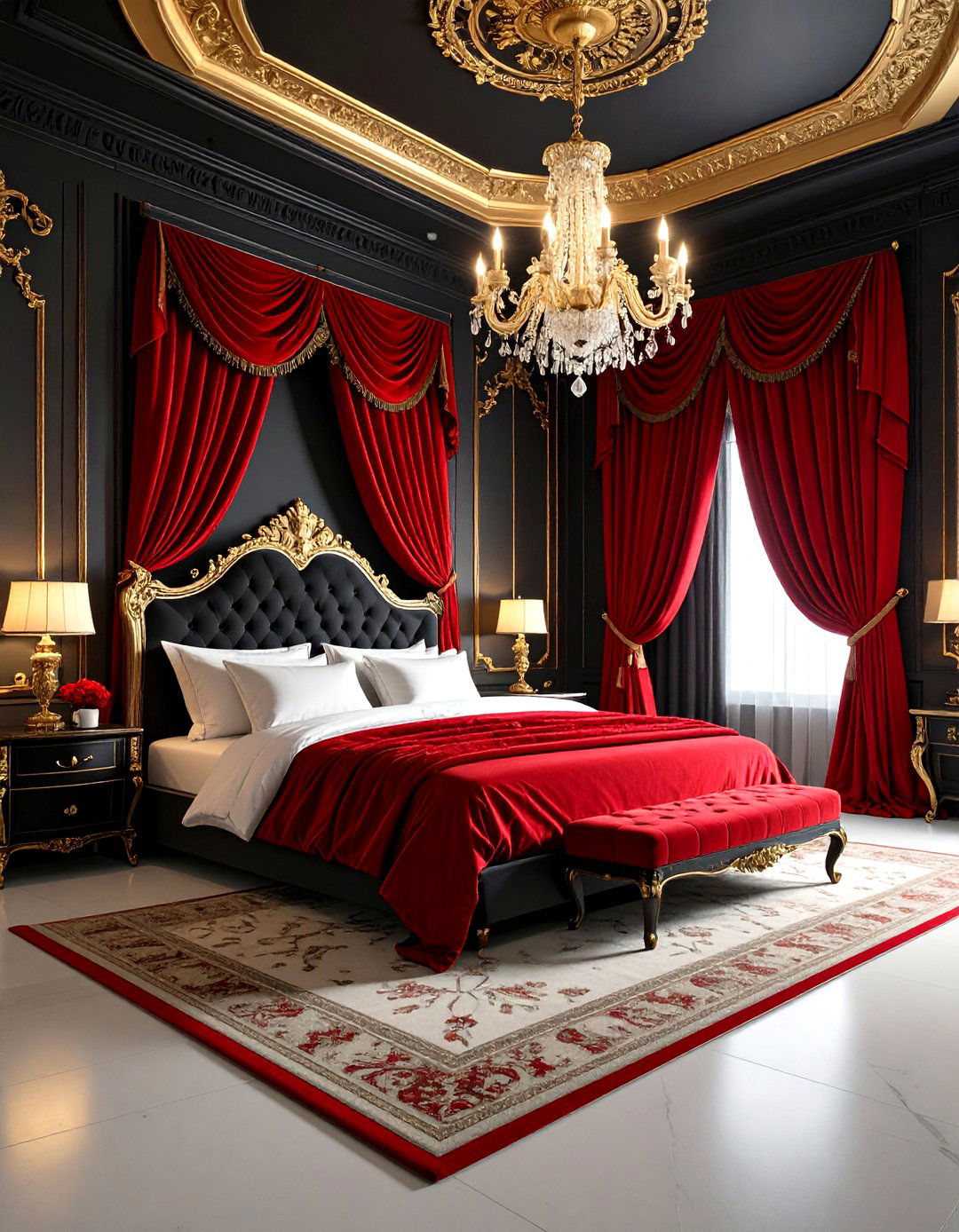 Dramatic Theater Bedroom Theme - 24 Red and Black Bedroom Ideas