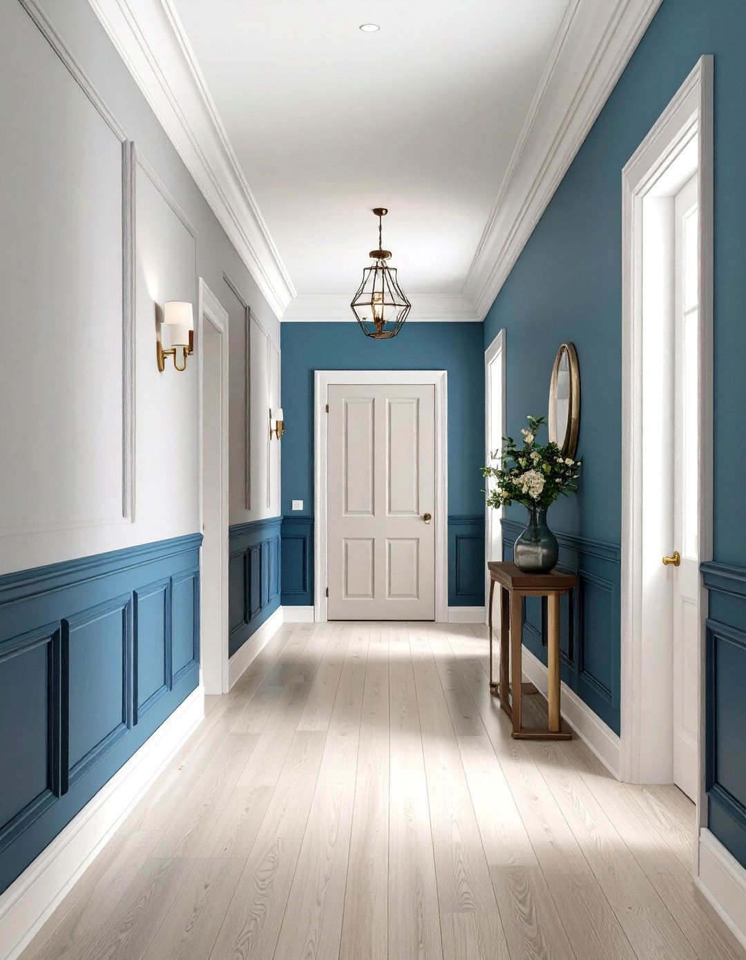 Dramatic Two Tone Wall Treatment - 24 Dark Hallway Ideas