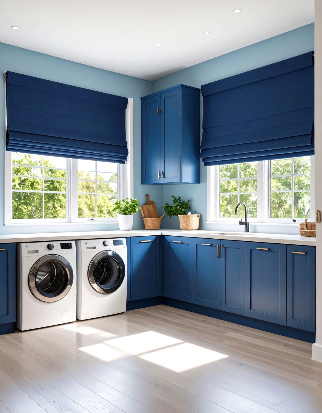 Dramatic Window Treatments - 24 dark & moody laundry room ideas