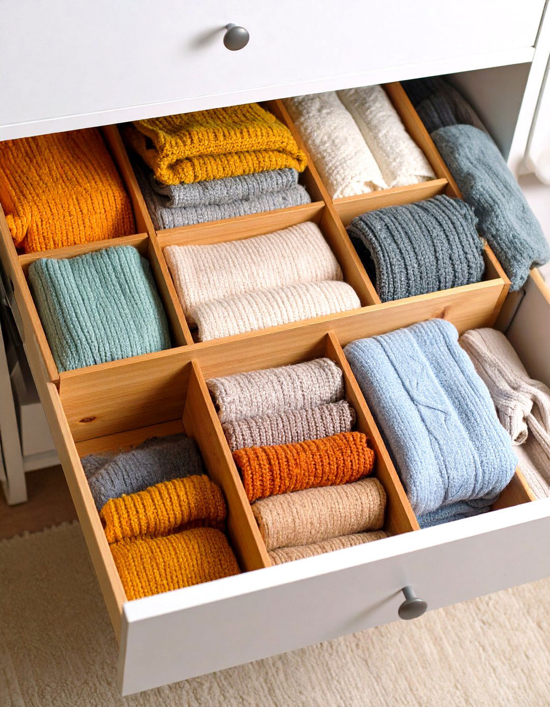 Drawer Filing System with Vertical Dividers - 24 sweater storage ideas
