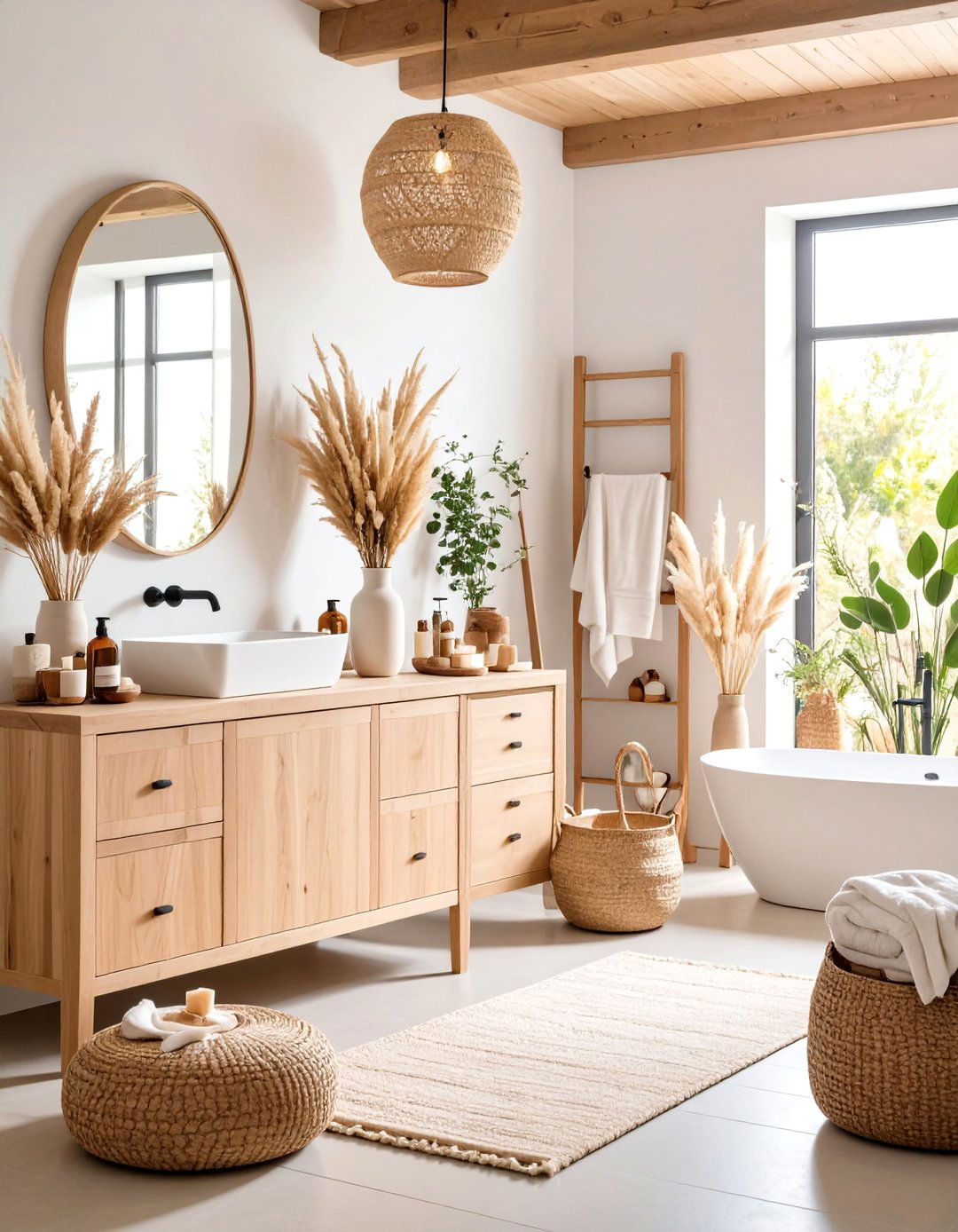 Dried Floral Arrangements - 24 Boho Bathroom Ideas