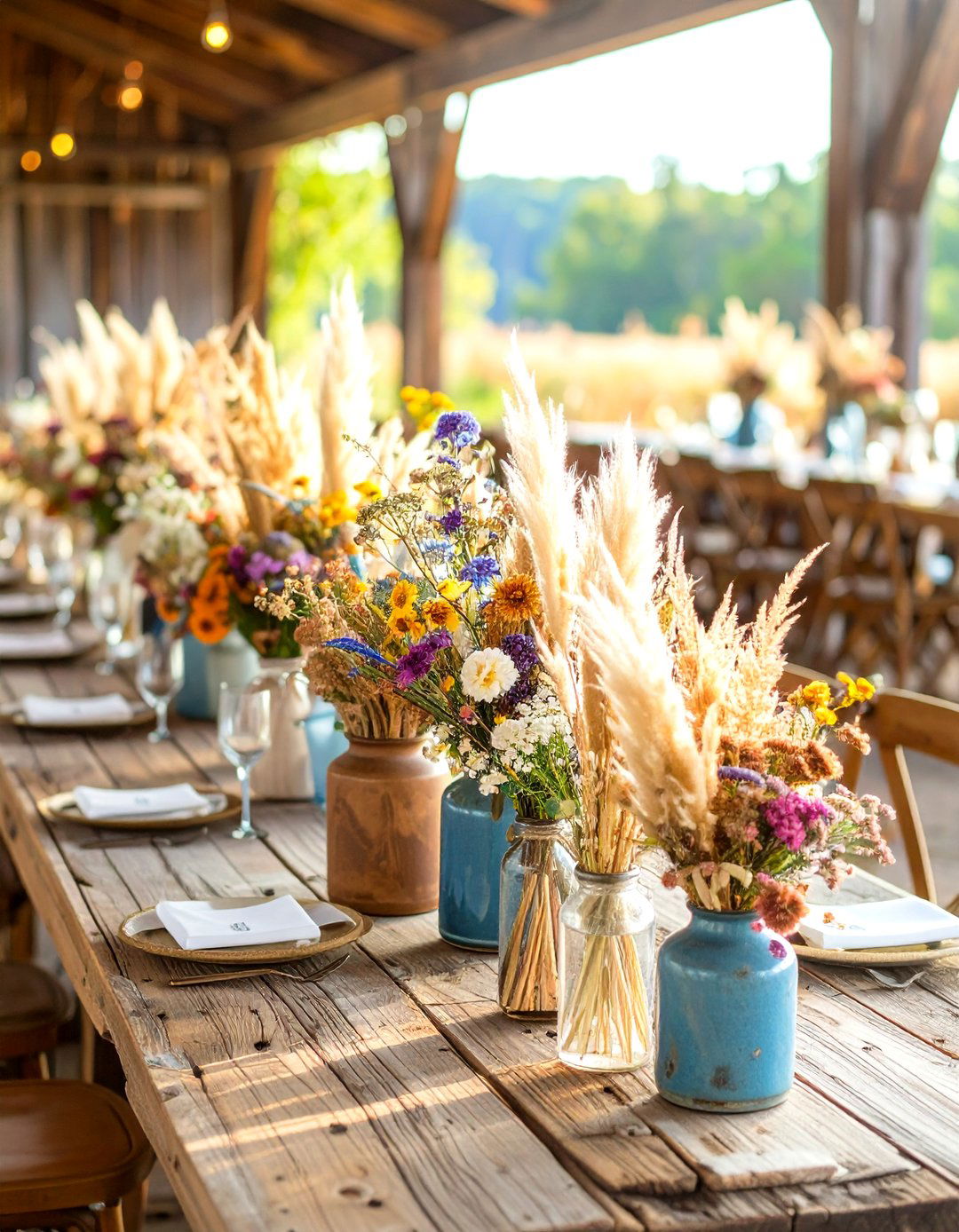 Dried Flower Arrangements - 24 Rustic Wedding Centerpieces