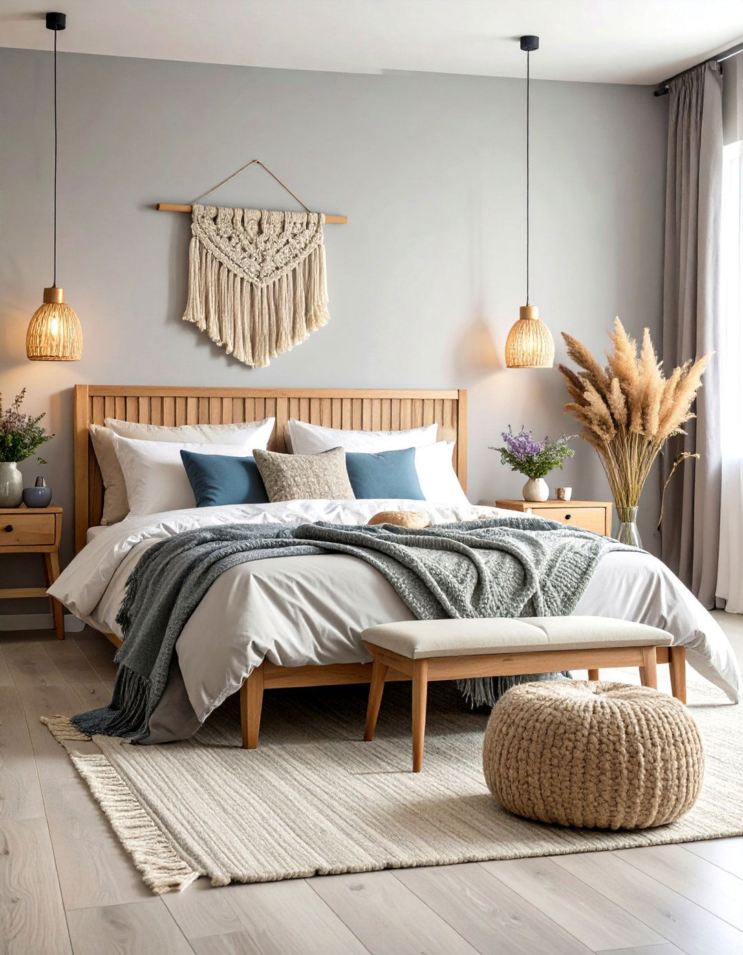 Dried Flowers Grey Boho Bedroom Natural Beauty - 24 Grey Boho Bedroom Ideas