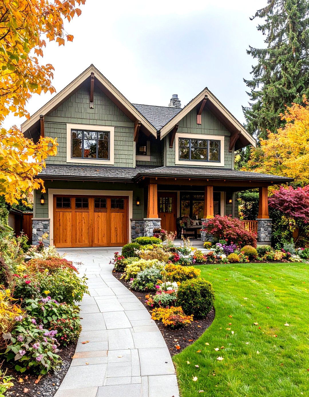 Dried Thyme with Khaki Undertones - 24 Dark Green Exterior Paint Color Schemes