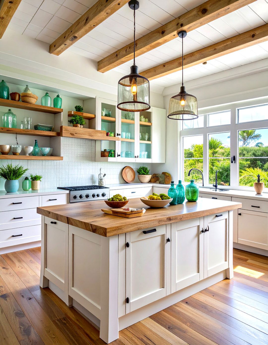 Driftwood and Sea Glass Accessories - 24 Tropical Kitchen Ideas