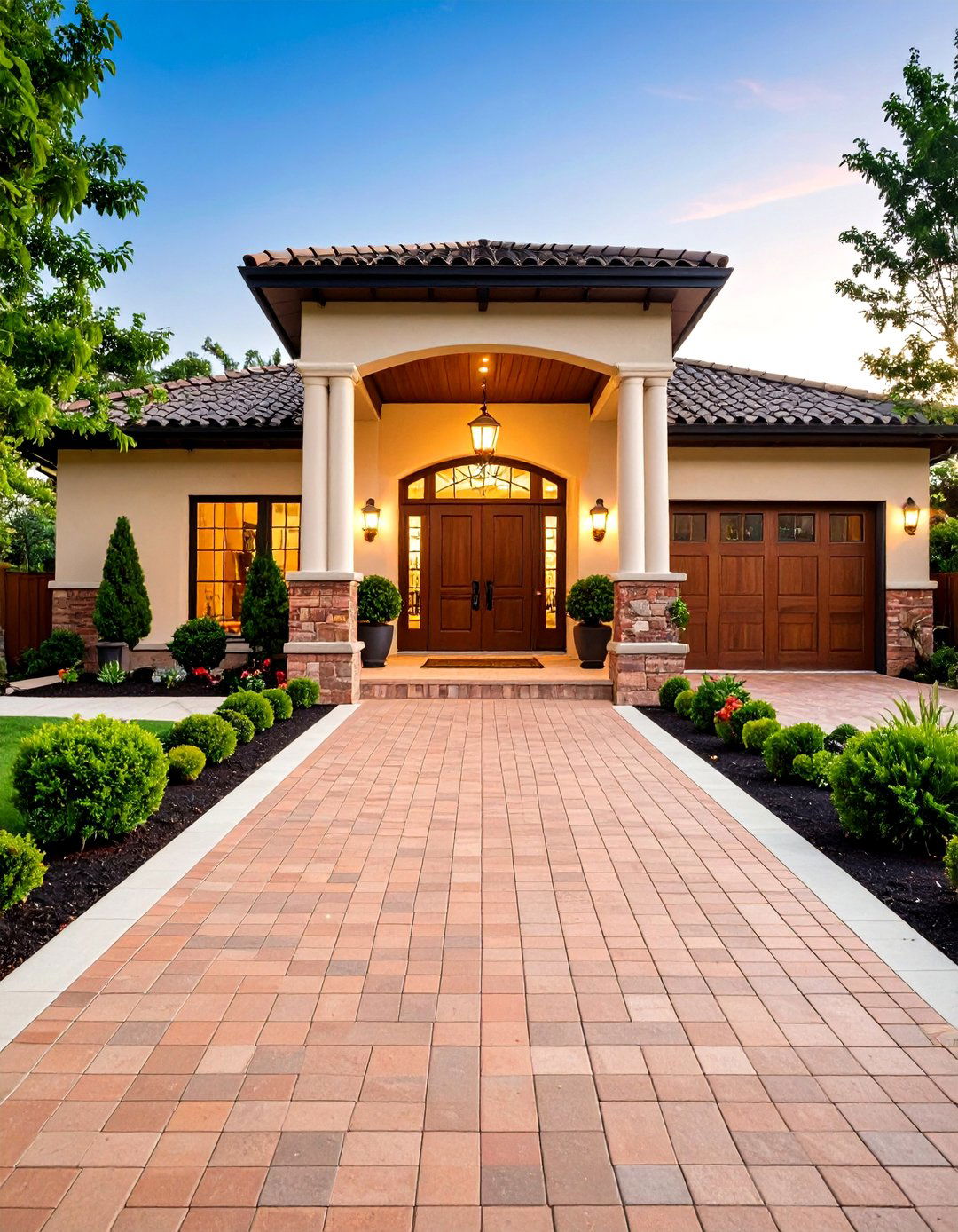 Driveway Entrance Enhancement - 24 Brick Landscaping Ideas