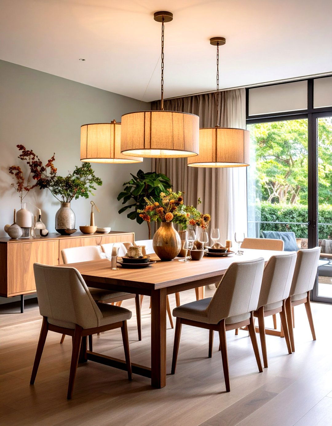 Drum Shade Sophistication - 24 Dining Room Lighting Ideas