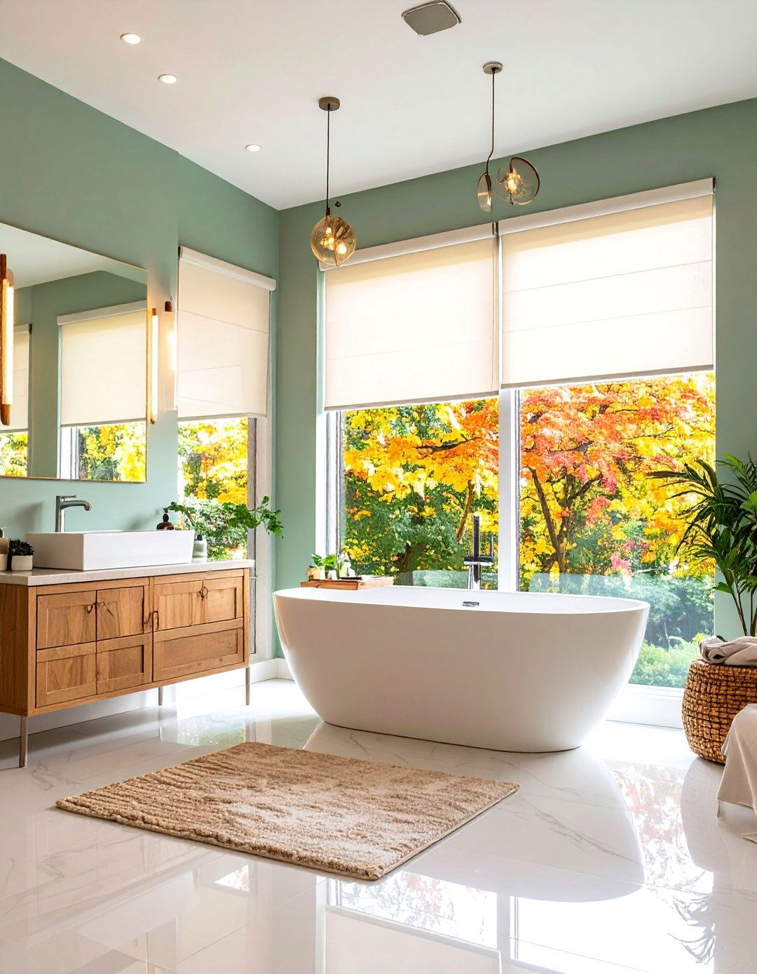 Dual Cellular Shades Combinations - 24 Bathroom Window Treatment Ideas
