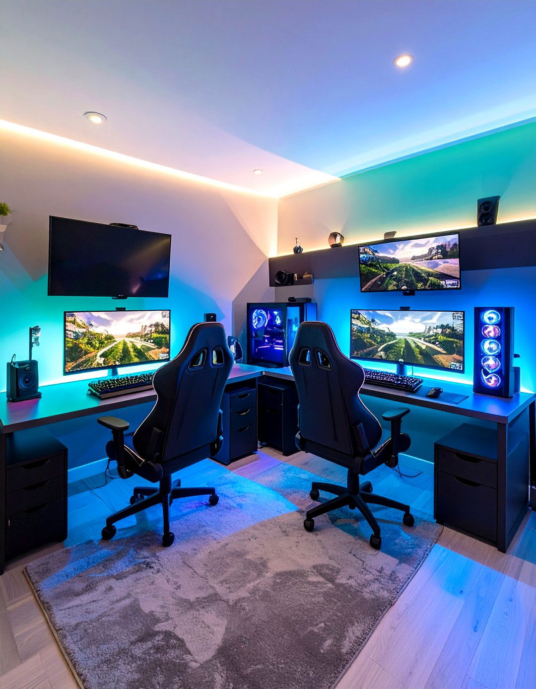Dual Gaming Station Setup - 24 Boys Gaming Bedroom Ideas