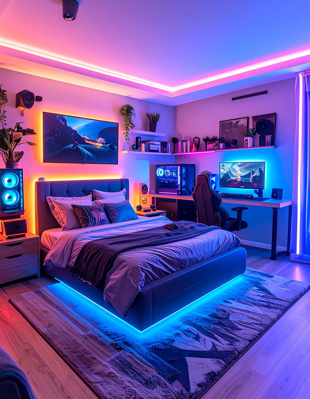 Dual Purpose Gaming and Streaming Bedroom Setup - 24 Gaming Bedroom Ideas