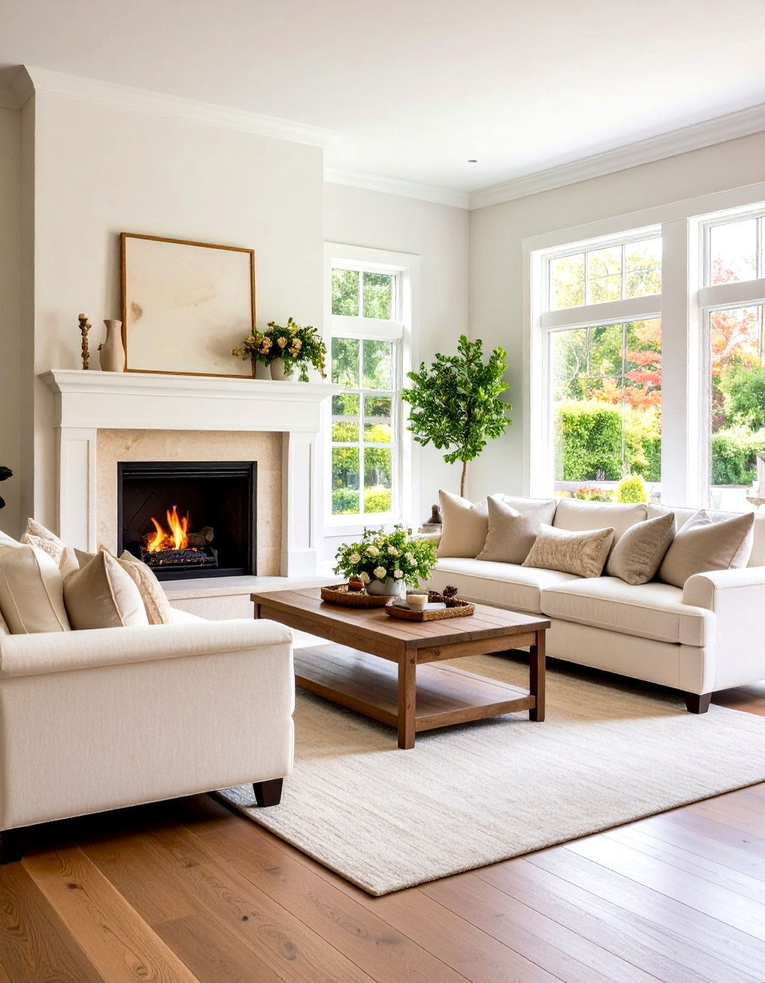 Dual Sofa Conversation Layout - 24 Fireplace Seating Ideas