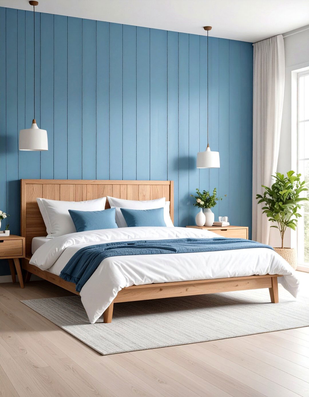 Duck Egg Blue Scandinavian Bedroom with Natural Wood - 24 Duck Egg Blue Bedroom Ideas