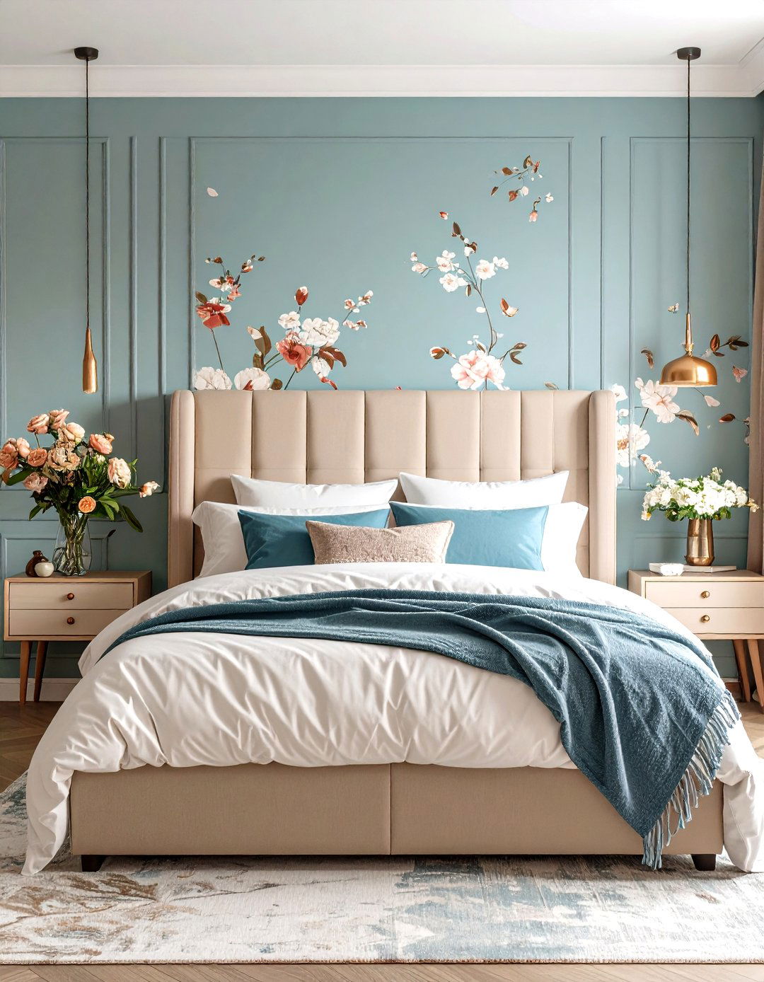 Duck Egg Blue Wallpaper Feature Wall Bedroom - 24 Duck Egg Blue Bedroom Ideas