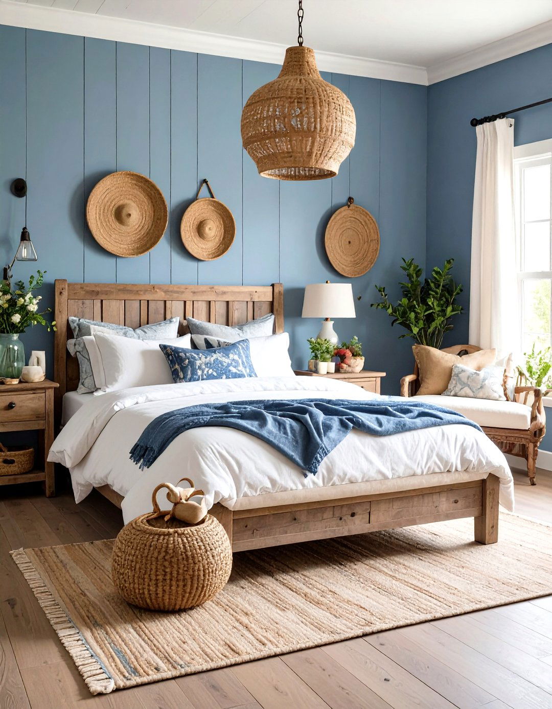 Dusty Blue Farmhouse Bedroom - 24 Blue Room Ideas