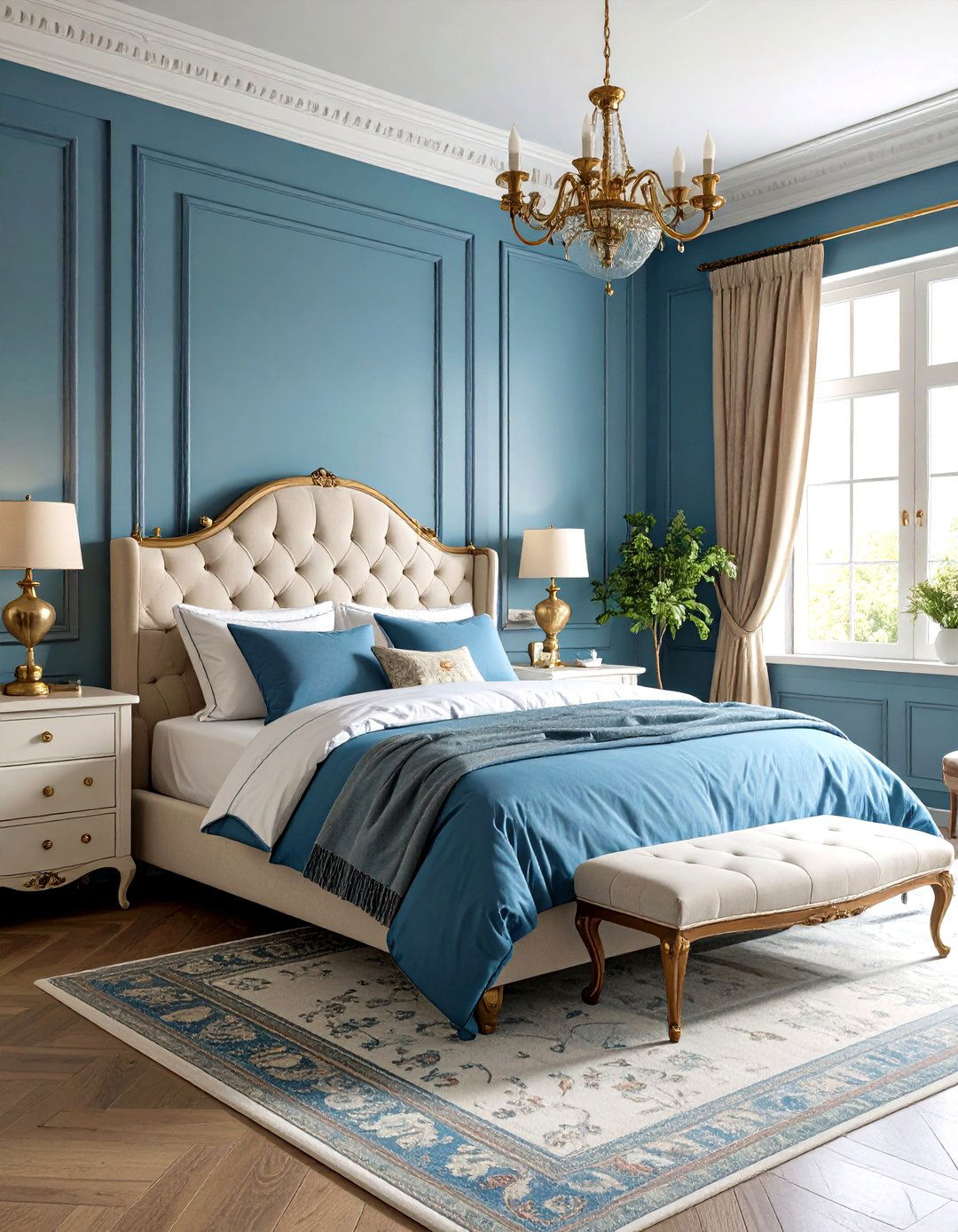 Dusty Blue Limewash Vintage Bedroom - 24 Limewash Bedroom Ideas