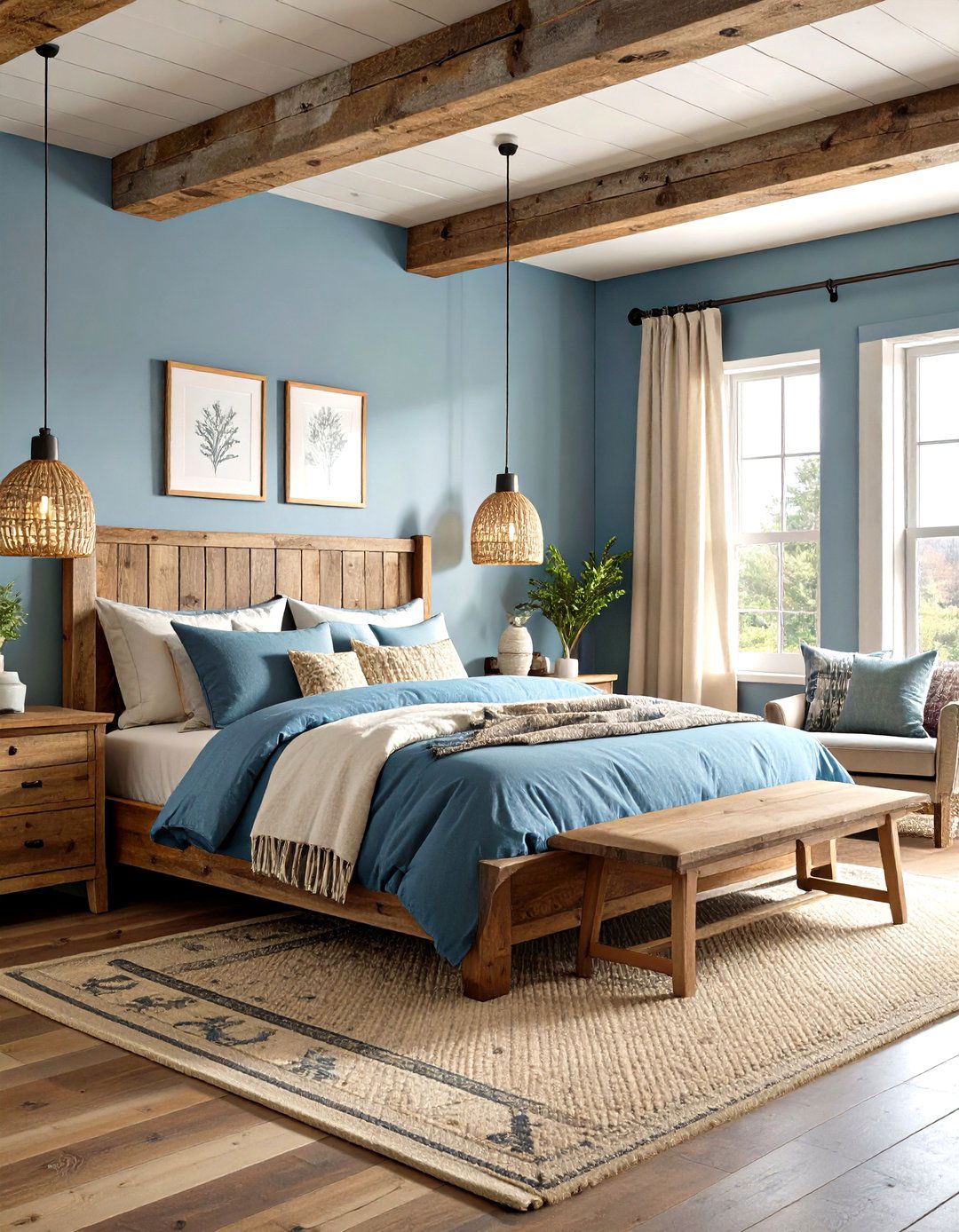 Dusty Blue Rustic Bedroom - 24 Pastel Bedroom Ideas