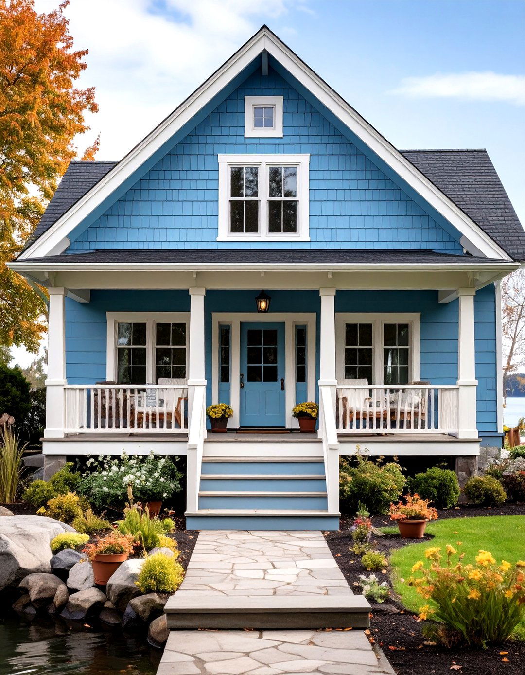 Dusty Blue Tranquility - 24 Lake House Exterior Colors Ideas